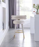 Fitzroy Velvet / Engineered Wood / Iron / Foam Contemporary Cream Velvet Counter Stool - 25" W x 21" D x 35" H