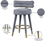 Fitzroy Velvet / Engineered Wood / Iron / Foam Contemporary Grey Velvet Counter Stool - 25" W x 21" D x 35" H