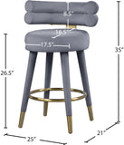 Fitzroy Velvet / Engineered Wood / Iron / Foam Contemporary Grey Velvet Counter Stool - 25" W x 21" D x 35" H