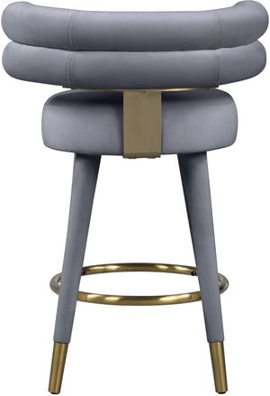 Fitzroy Velvet / Engineered Wood / Iron / Foam Contemporary Grey Velvet Counter Stool - 25" W x 21" D x 35" H