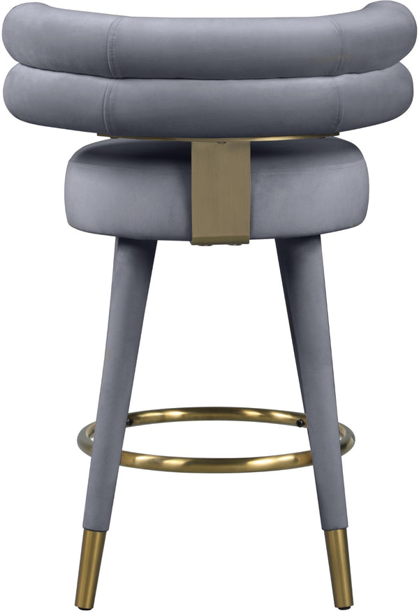 Fitzroy Velvet / Engineered Wood / Iron / Foam Contemporary Grey Velvet Counter Stool - 25" W x 21" D x 35" H