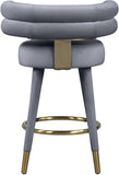 Fitzroy Velvet / Engineered Wood / Iron / Foam Contemporary Grey Velvet Counter Stool - 25" W x 21" D x 35" H