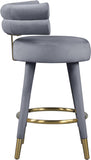 Fitzroy Velvet / Engineered Wood / Iron / Foam Contemporary Grey Velvet Counter Stool - 25" W x 21" D x 35" H