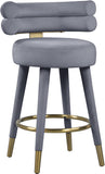 Fitzroy Velvet / Engineered Wood / Iron / Foam Contemporary Grey Velvet Counter Stool - 25" W x 21" D x 35" H