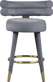 Fitzroy Velvet / Engineered Wood / Iron / Foam Contemporary Grey Velvet Counter Stool - 25" W x 21" D x 35" H