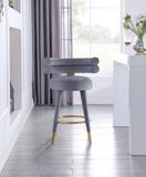 Fitzroy Velvet / Engineered Wood / Iron / Foam Contemporary Grey Velvet Counter Stool - 25" W x 21" D x 35" H