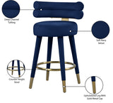 Fitzroy Velvet / Engineered Wood / Iron / Foam Contemporary Navy Velvet Counter Stool - 25" W x 21" D x 35" H