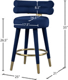 Fitzroy Velvet / Engineered Wood / Iron / Foam Contemporary Navy Velvet Counter Stool - 25" W x 21" D x 35" H