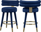 Fitzroy Velvet / Engineered Wood / Iron / Foam Contemporary Navy Velvet Counter Stool - 25" W x 21" D x 35" H