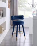 Fitzroy Velvet / Engineered Wood / Iron / Foam Contemporary Navy Velvet Counter Stool - 25" W x 21" D x 35" H