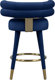 Fitzroy Velvet / Engineered Wood / Iron / Foam Contemporary Navy Velvet Counter Stool - 25" W x 21" D x 35" H