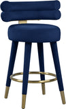 Fitzroy Velvet / Engineered Wood / Iron / Foam Contemporary Navy Velvet Counter Stool - 25" W x 21" D x 35" H