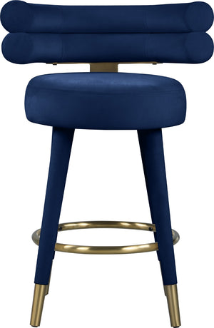 Fitzroy Velvet / Engineered Wood / Iron / Foam Contemporary Navy Velvet Counter Stool - 25" W x 21" D x 35" H