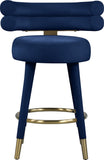 Fitzroy Velvet / Engineered Wood / Iron / Foam Contemporary Navy Velvet Counter Stool - 25" W x 21" D x 35" H