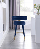 Fitzroy Velvet / Engineered Wood / Iron / Foam Contemporary Navy Velvet Counter Stool - 25" W x 21" D x 35" H