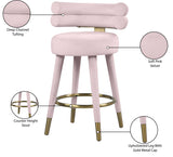 Fitzroy Velvet / Engineered Wood / Iron / Foam Contemporary Pink Velvet Counter Stool - 25" W x 21" D x 35" H