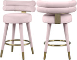 Fitzroy Velvet / Engineered Wood / Iron / Foam Contemporary Pink Velvet Counter Stool - 25" W x 21" D x 35" H