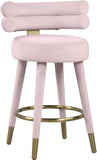 Fitzroy Velvet / Engineered Wood / Iron / Foam Contemporary Pink Velvet Counter Stool - 25" W x 21" D x 35" H