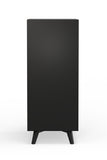 Alpine Furniture Flynn Large Bar Cabinet w/Drop Down Tray, Black 966BLK-16 Black Mahogany Solids & Veneer 32 x 19 x 51