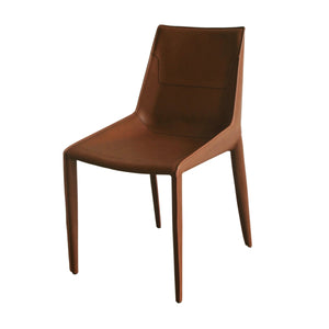 VIG Furniture Modrest Halo - Modern Cognac Saddle Leather Dining Chair Set of Two VGYF-DC1113-BR-DC