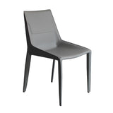 VIG Furniture Modrest Halo - Modern Light Grey Saddle Leather Dining Chair Set of Two VGYF-DC1113-LTGR-DC