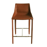 VIG Furniture Modrest Halo - Modern Cognac Saddle Leather Counter Stool VGYF-BS1113-BR-CS