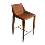 VIG Furniture Modrest Halo - Modern Cognac Saddle Leather Counter Stool VGYF-BS1113-BR-CS