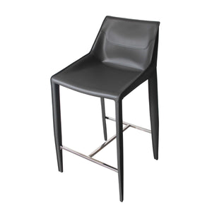 VIG Furniture Modrest Halo - Modern Grey Saddle Leather Counter Stool VGYF-BS1113-GR-CS