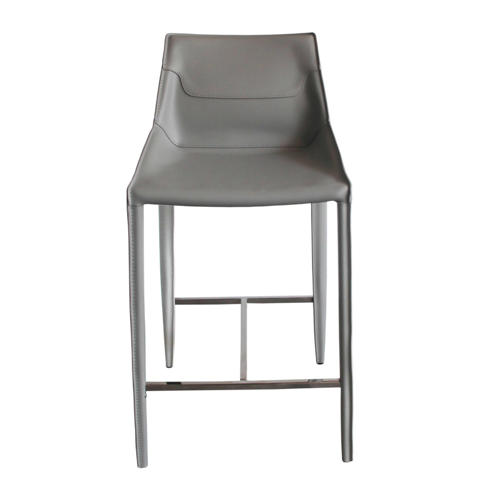 VIG Furniture Modrest Halo - Modern Light Grey Saddle Leather Counter Stool VGYF-BS1113-LTGR-CS