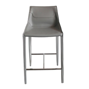 VIG Furniture Modrest Halo - Modern Light Grey Saddle Leather Counter Stool VGYF-BS1113-LTGR-CS