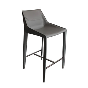 VIG Furniture Modrest Halo - Modern Light Grey Saddle Leather Counter Stool VGYF-BS1113-LTGR-CS
