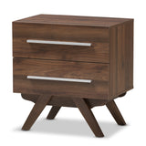 Auburn Mid-Century Modern Wood 2-Drawer Nightstand