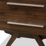 Baxton Studio Auburn Mid-Century Modern Walnut Brown Finished Wood 2-Drawer Nightstand