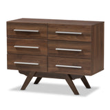 Auburn Mid-Century Modern Wood 6-Drawer Dresser