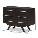 Baxton Studio Auburn Mid-Century Modern Espresso Brown Finished Wood 6-Drawer Dresser