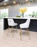 Zuo Modern Madelaine 100% Polyurethane, Plywood, Steel Modern Commercial Grade Counter Stool White, Gold 100% Polyurethane, Plywood, Steel