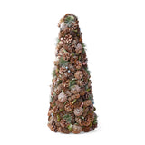 Pre-Decorated Pine Cone and Glitter Unlit Artificial Tabletop Christmas Tree, Natural and White