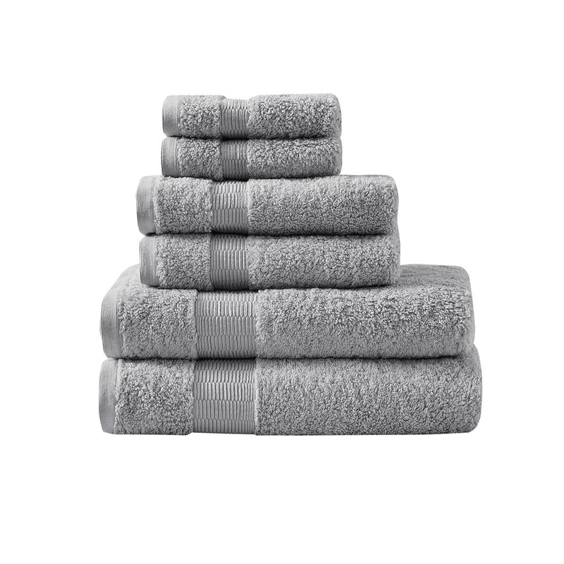 MADISON PARK SIGNATURE Luxor 100% Egyptian Cotton Luxurious Bath Towel Set  - Grey 