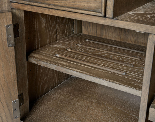 Newport 74" TV Console - Handcrafted Oak Finish with Storage, Wire Management & Soundbar Space