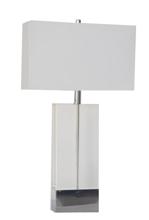 Bethel Polished Nickel Table Lamp in Metal & Crystal