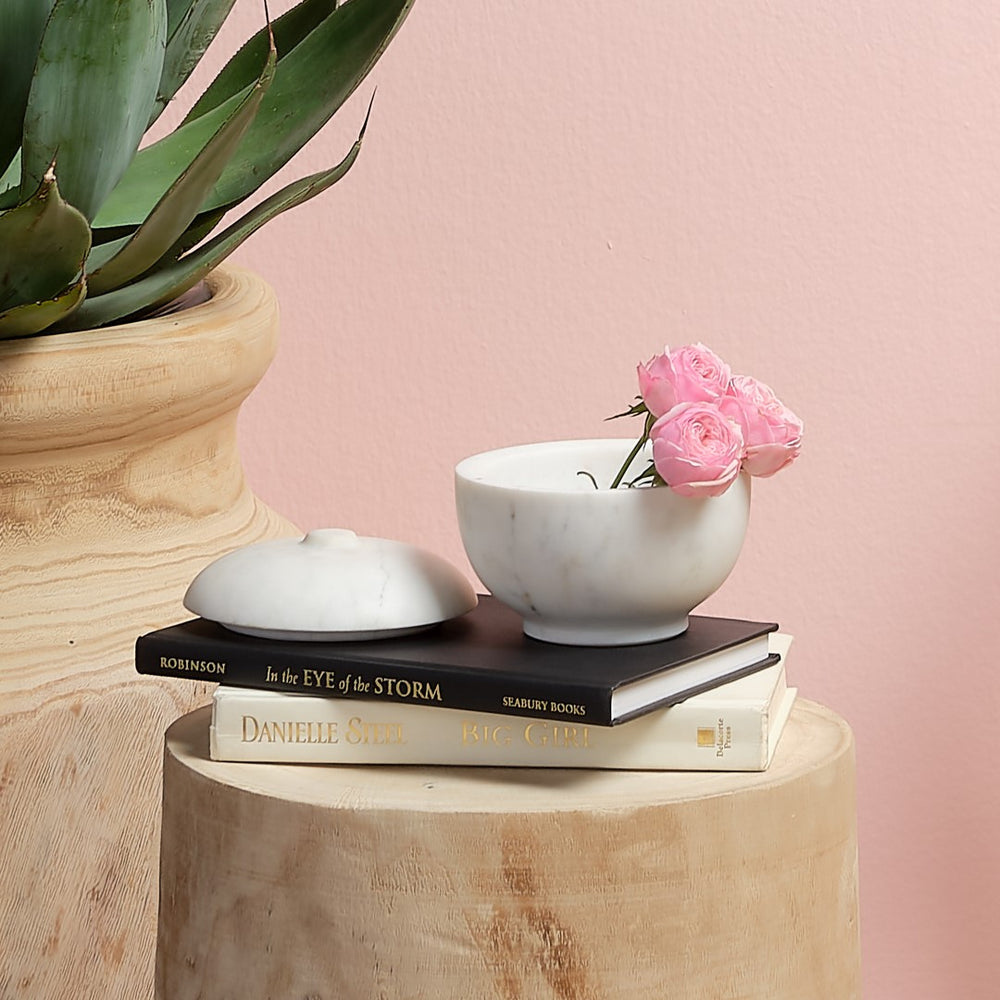 Jamie Young Co. Bennett Large Storage Bowl w/ Lid 7BENN-LGWH