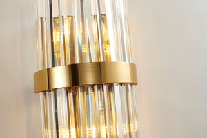 Bethel Modern Gold Wall Sconce with Crystal Accents - Elegant Iron Frame for Vertical/Horizontal Use