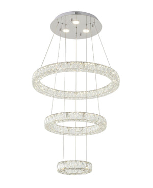 Bethel Chrome LED Chandelier in Metal & Crystal