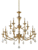 Bethel Stain Brass Chandelier in Iron & Crystal