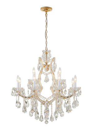 Bethel Gold Chandelier in Metal & Crystal