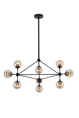 Bethel Black Chandelier in Metal & Glass