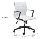 Zuo Modern Stacy 100% Polyurethane, Steel, Nylon Modern Commercial Grade Office Chair White, Black 100% Polyurethane, Steel, Nylon