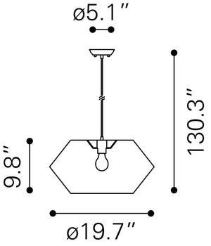 Zuo Modern Kendrick Steel, Paper Transitional Commercial Grade Ceiling Lamp Brown Steel, Paper
