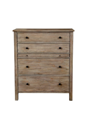 Classic 5 Drawer Chest in Natural Gray Finish with Pullout Shelf and Felt Lined Top Drawer, Elegant!