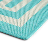 Preveli 7'10" x 10' Outdoor Area Rug, Teal and Ivory Noble House